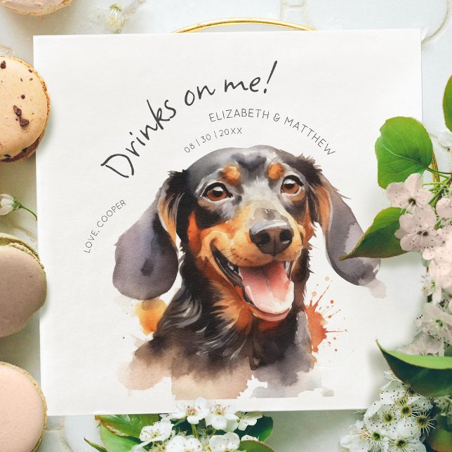 Drycker På Mig Dachshund Akvarell Kul Hund Djurför Pappersservett (Skapare uppladdad)