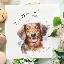 Drycker På Mig Dachshund Akvarell Kul Hund Husdjur Pappersservett