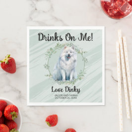 Drycker På Mig! Samoyed Hund Foto Bröllop Pappersservett