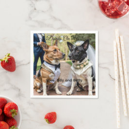 Drycker På Oss Enkelt Foto Sött Roligt Hund Husdju Pappersservett