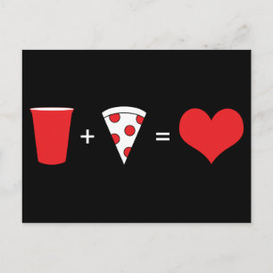 drycker + pizza = kärlek vykort