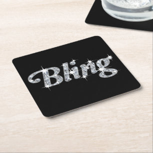 Drycker Underlägg med faux diamant bling-design Papper Kvadrat