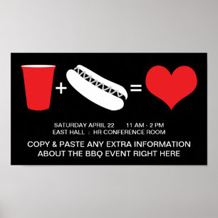 drycker + varmkorv = kärlek poster