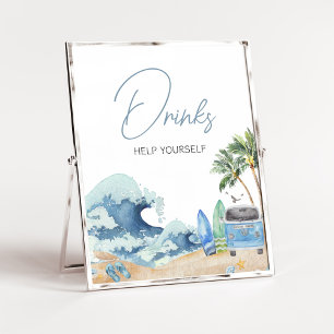 Dryckeri för surfa Board Beach Baby Shower Poster