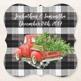 Dryckeriet JULAFTON Lastbil Buffalo Plaid jul Underlägg Papper