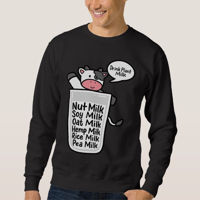 Dryckeriet Mjölk Oat Almonds Soy Pea Plant V Lång Ärmad Tröja (Framsida)