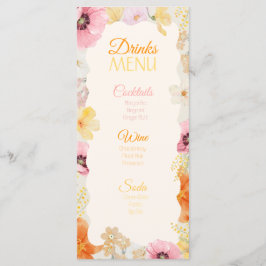 Dryckesmeny Blommig Pastell Orange, Rosa & Gul Meny