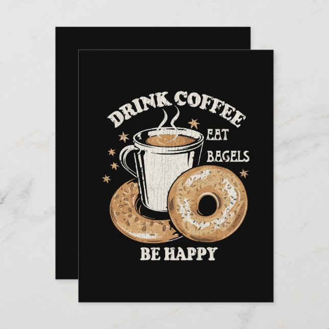 Dryckkaffe Ät Bagels BE Lycklig Tilläggskort (Fram/baksida)