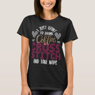 Dryckkaffe Kor Stitch och take Naps - Kor St T Shirt