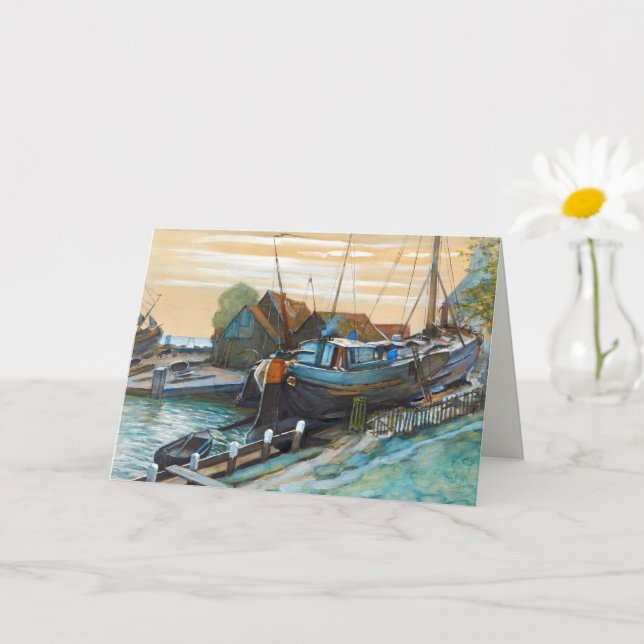 Drydock vid Durgerdam-målning av Piet Mondrian Kort (Liten växt)