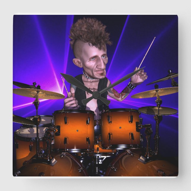 Drymma med låset på Lasers Square Wall Clock Fyrkantig Klocka (Framsida)