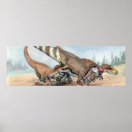 Dryptosaurus and Hadrosaurus Print Poster