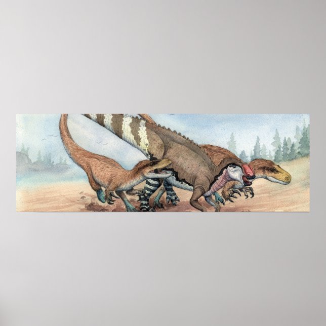 Dryptosaurus and Hadrosaurus Print Poster (Framsidan)
