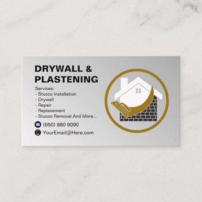 Drywall Business Card Plaster Visitkort (Framsida)