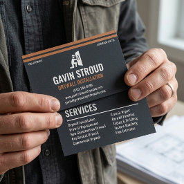 Drywall Installation Modern Charcoal & Copper Visitkort