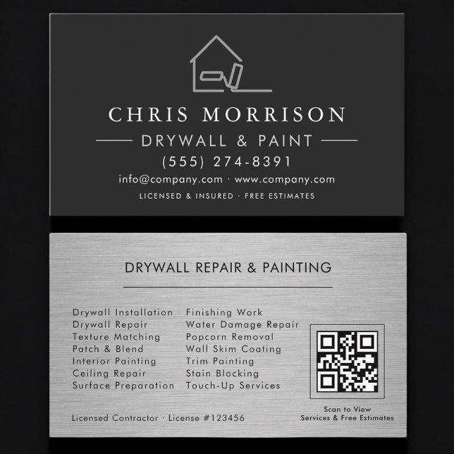 Drywall & Paint Painting QR Code Professional Visitkort (Skapare uppladdad)