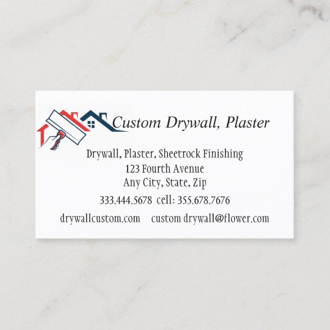 Drywall, Plaster, Sheetrock Avslutande Business Ca Visitkort (Framsida)