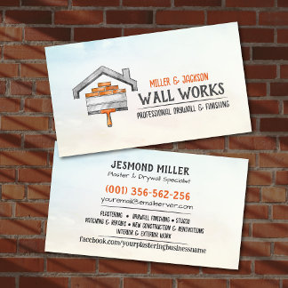 Drywall Plastering Services Watercolor art Visitkort
