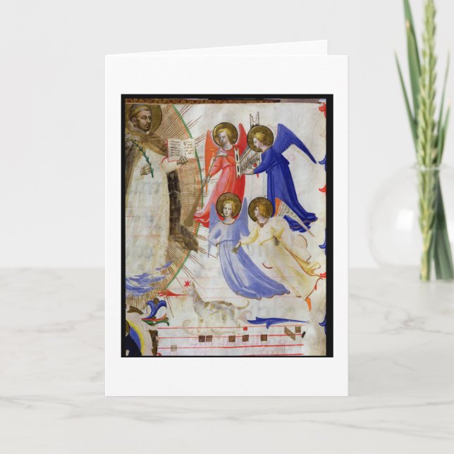 ds 558 f.67v St Dominic med fyra musikaliska Kort (Framsida)