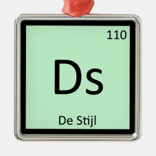 Ds - De Stijl Art Chemistry Periodic Bord Symbol Julgransprydnad Metall