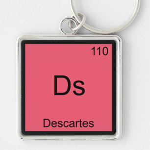 Ds - Descartes Rolig Kemitecken T-Shirt Fyrkantig Silverfärgad Nyckelring