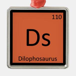 Ds - Dilofosaurus Dinosaur Chemistry Symbol Julgransprydnad Metall