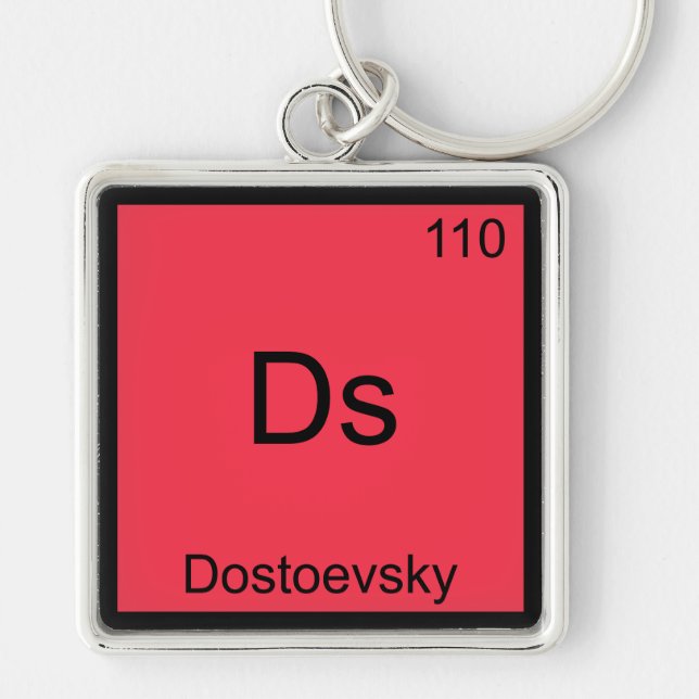 Ds - Dostoevsky Funny Chemistry Inslag Symbol Tee Fyrkantig Silverfärgad Nyckelring (Framsidan)