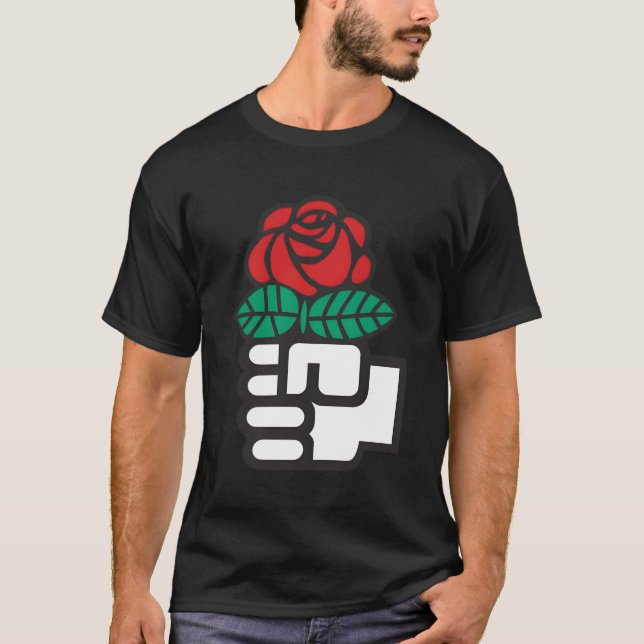 Dsa Democratic Socialists America Flowers T Shirt (Framsida)