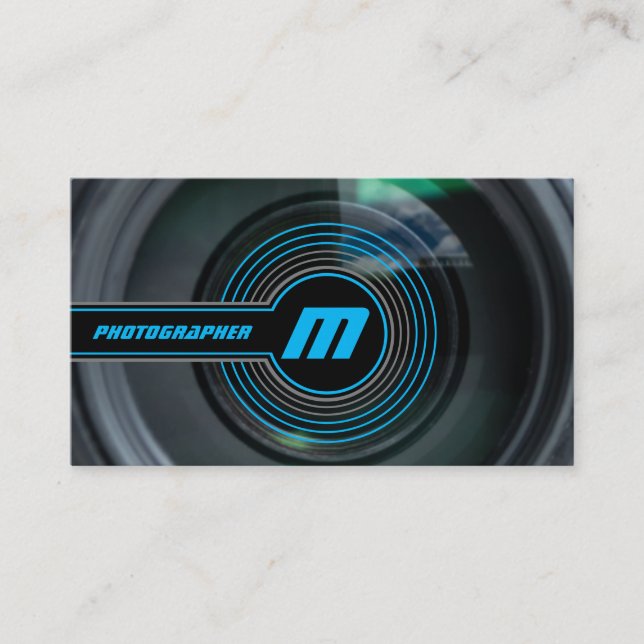 DSLins för fotografer i blått Visitkort (Framsida)