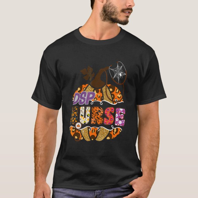 Dsp Sjuksköterska Halloween Pumpa Leopard Direkt S T Shirt (Framsida)