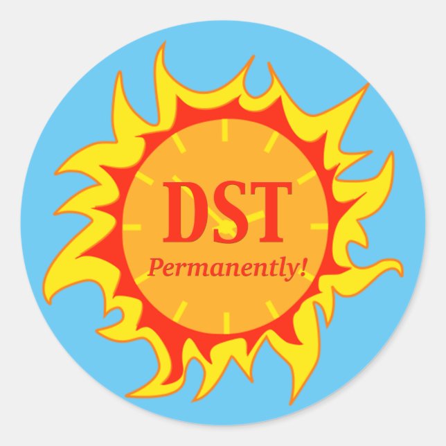 DST permanent - sommartid Runt Klistermärke (Framsida)