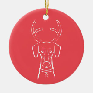 DTDR-helgdagprydnad - naturlig Doberman Julgransprydnad Keramik