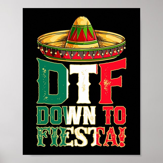 DTF ned till Fiesta Mexico Cinco de Mayo Manar Mex Poster (Framsidan)