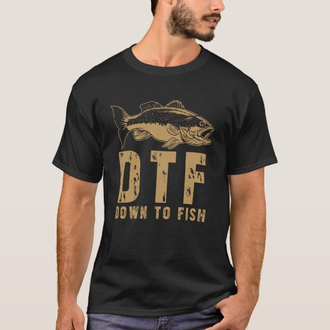DTF ned till fisk T Shirt (Framsida)