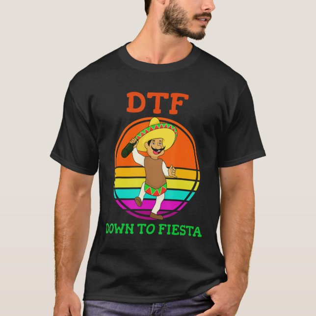 DTF ner till Fiesta T-shirt Funny Cinco De Mayo Co (Framsida)