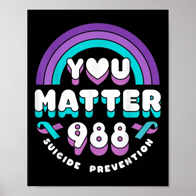 Du 988 Suicide Prevention Awareness Regnbågsband Poster (Framsidan)