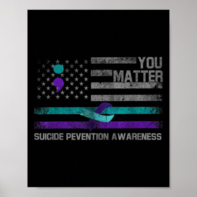 Du amerikansk flagg självmordsförebyggande medvete poster (Framsidan)