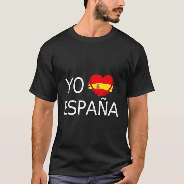 Du Amo Espaã±A Spain Flagga He I Kärlek Spanien T Shirt (Framsida)