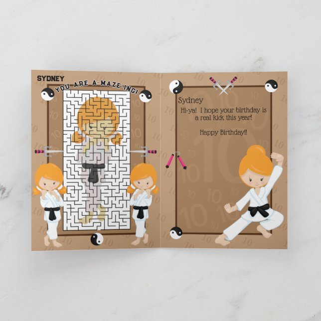 Du är A-Maze-ing Ginger Girls Karate Birthday Kort (Inuti)