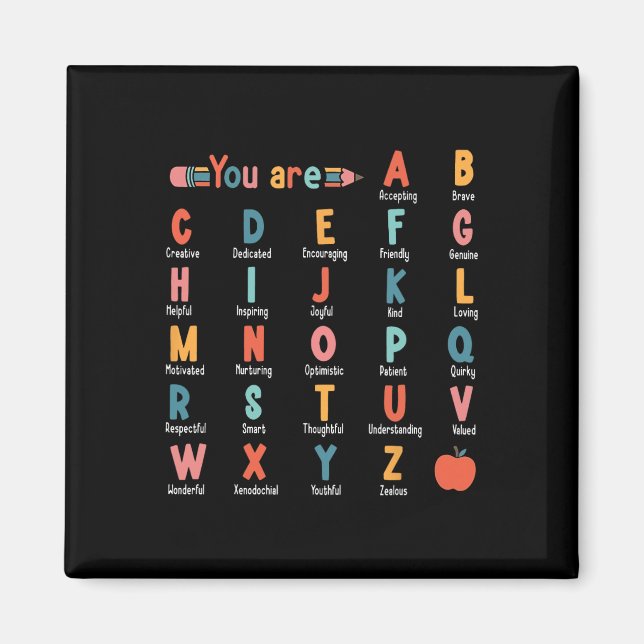 Du Är Alfabet Lär Dig Abc Inspiration Lärare Ap Magnet (Framsidan)