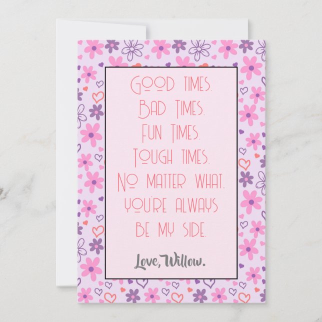 Du är alltid vid min sida Alla hjärtans dag Julkort (Framsida)