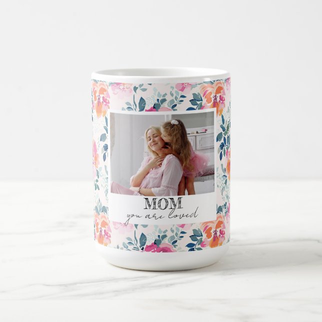 Du Är Älskad Akvarell Blommor Mors Dag Kaffemugg (Center)