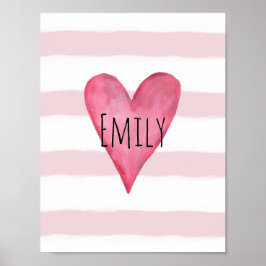 Du är älskad Anpassade Rosa Heart Flicka Poster