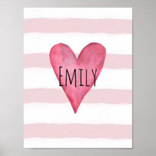Du är älskad Anpassade Rosa Heart Flicka Poster