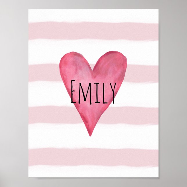 Du är älskad Anpassade Rosa Heart Flicka Poster (Framsidan)