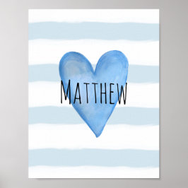 Du är älskad Blue Heart Pojke Nursery Poster