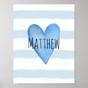 Du är älskad Blue Heart Pojke Nursery Poster