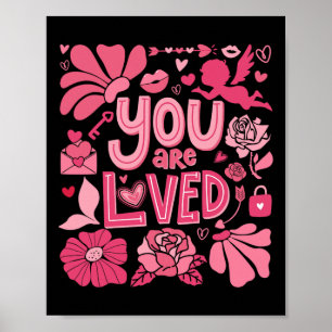 Du Är Älskad Boho Alla Hjärtans Dag Blommig Poster