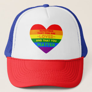 Du är älskad Du är viktig (HBT-flagga hjärta) Keps