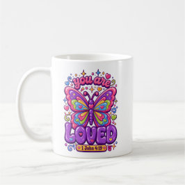 Du Är Älskad Fjäril Kristen Bibelvers Kaffemugg